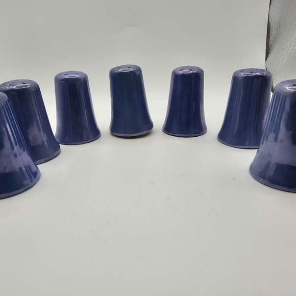 Set Of 7 Vintage Japanese Blue Lusterware Salt and Pepper Shakers With Cork Plug - Picture 4 of 7